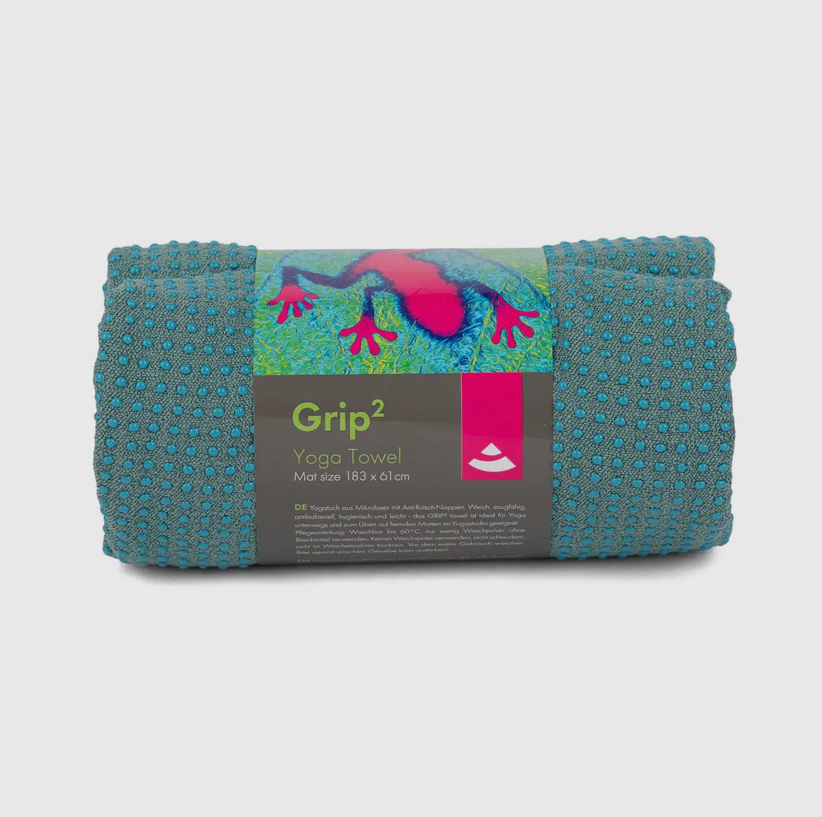 Grip Towel²: Yoga towel with anti-slip dots | Perfect for Hot Yoga | Non-Slip & Antibacterial Yoga Mat Cover | Mineral Blue